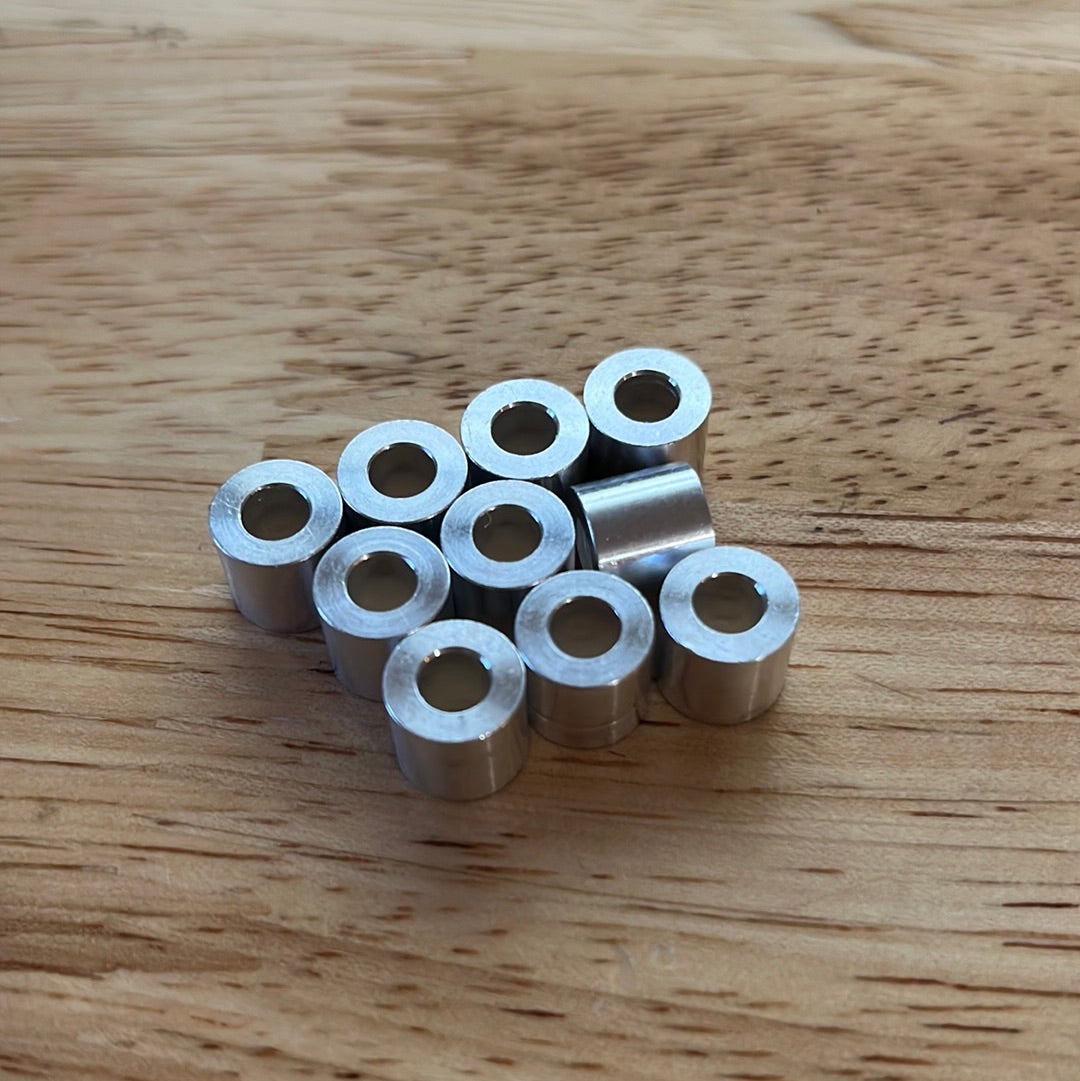 M5 Spacers, 9mm tall, 10mm OD, 5.1mm ID, pack of 5