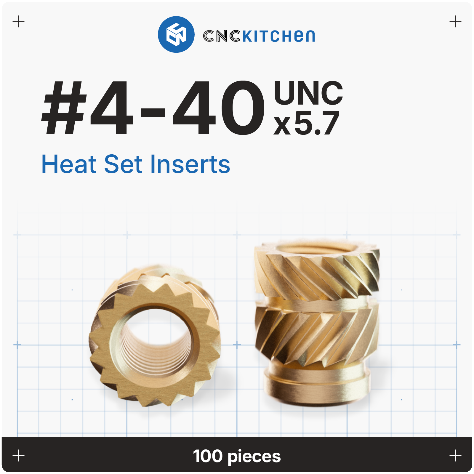 Heat Set Insert #4-40 x 5.7 mm - 100 pieces