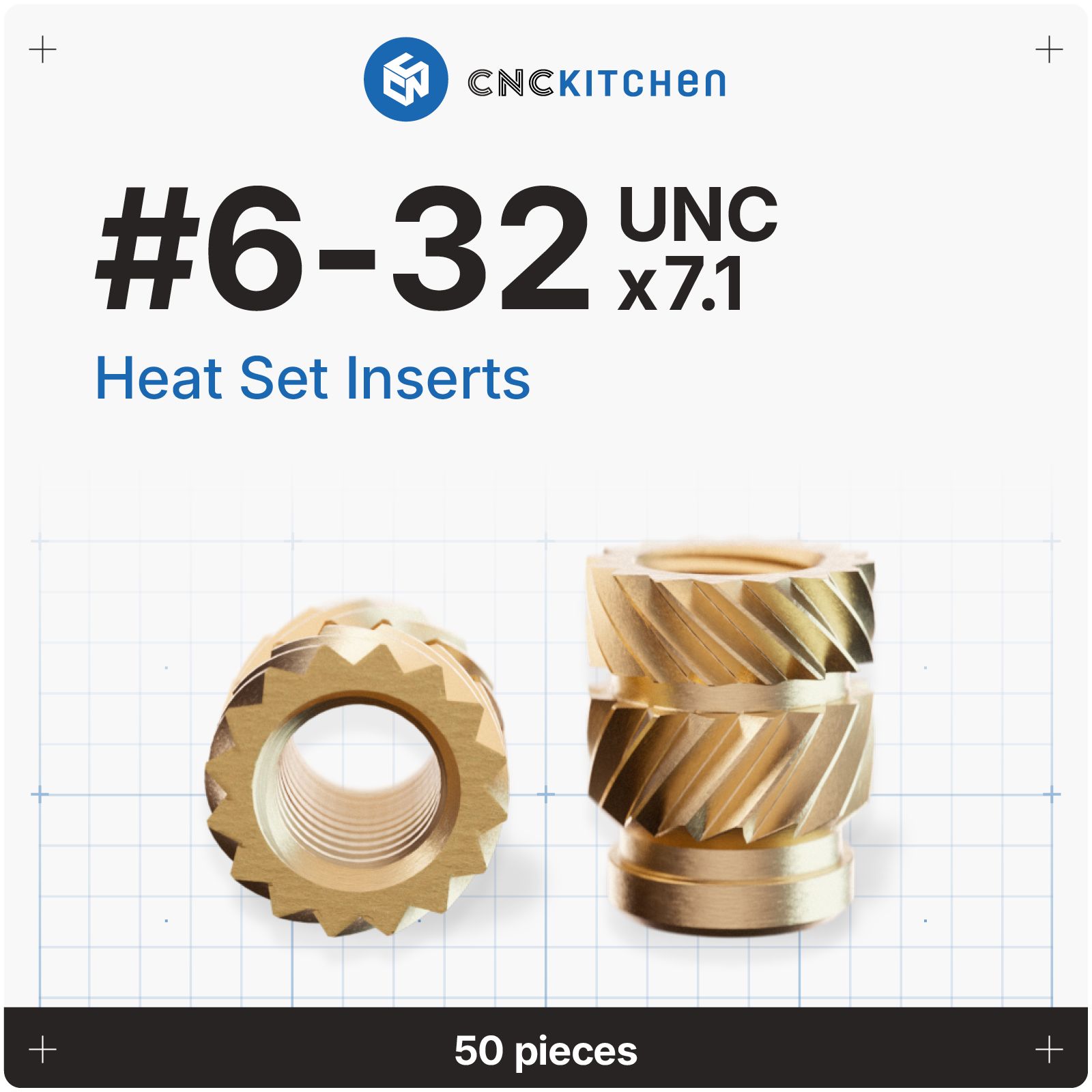 Heat Set Insert #6-32 x 7.1 mm - 50 pieces