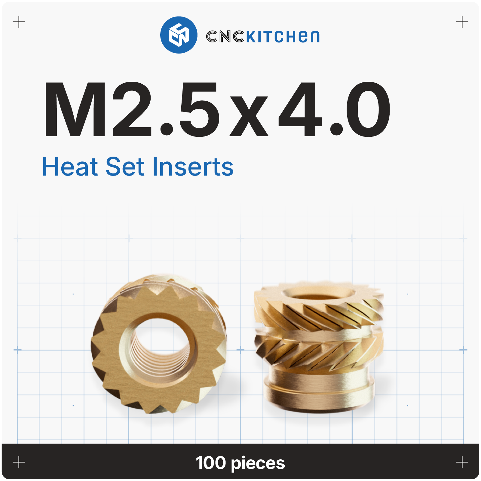 Heat Set Insert M2.5 x 4 mm - 100 pieces