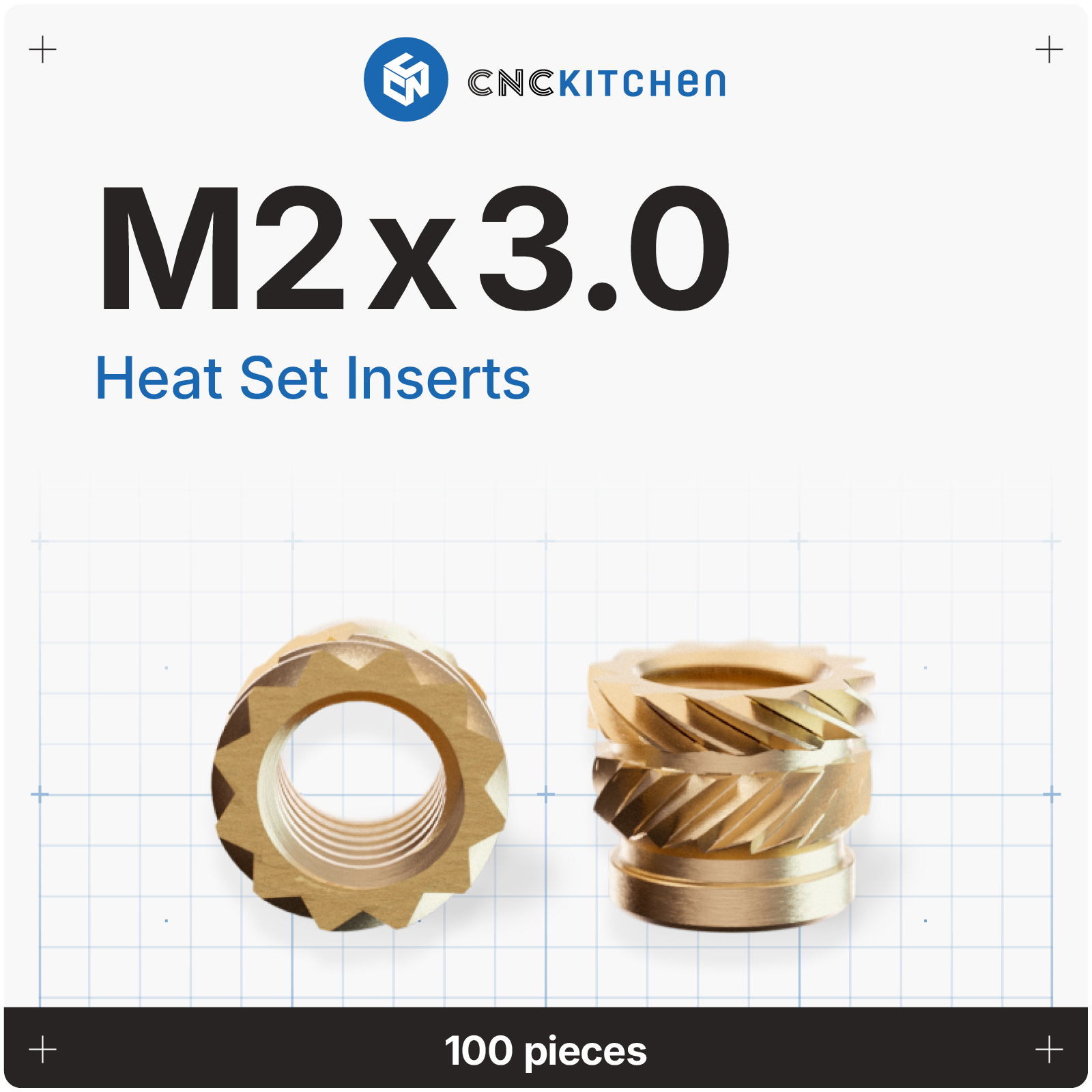Heat Set Insert M2 x 3 - 100 pieces