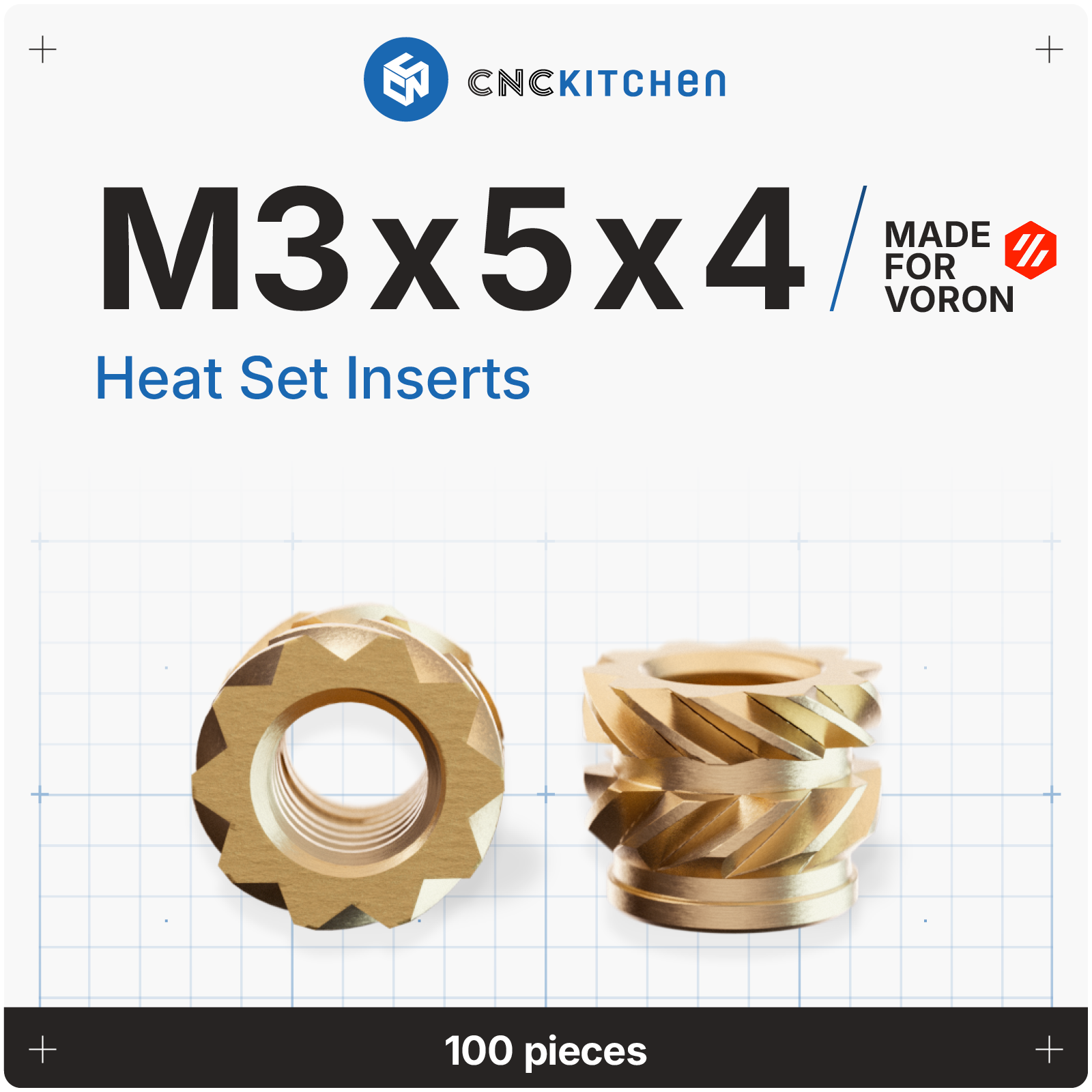 VORON - Heat Set Insert M3x5x4 - 100 pieces