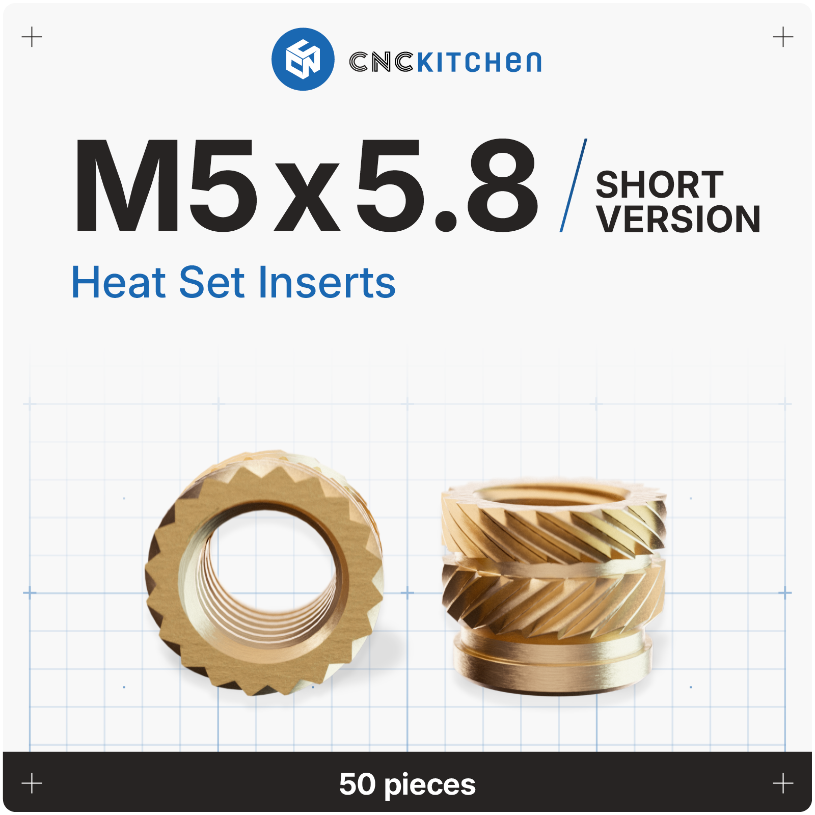 Heat Set Insert M5 x 5.8 (Short Version) - 50 pieces
