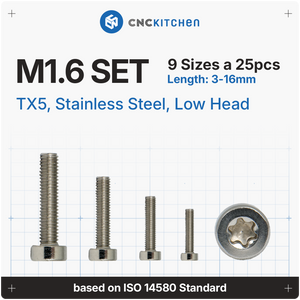 M1.6 Screw, TX5, Stainless Steel, Low-Profile