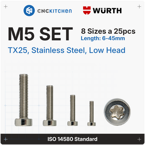 M5 Screw, TX25, stainless steel AISI 304, low head
