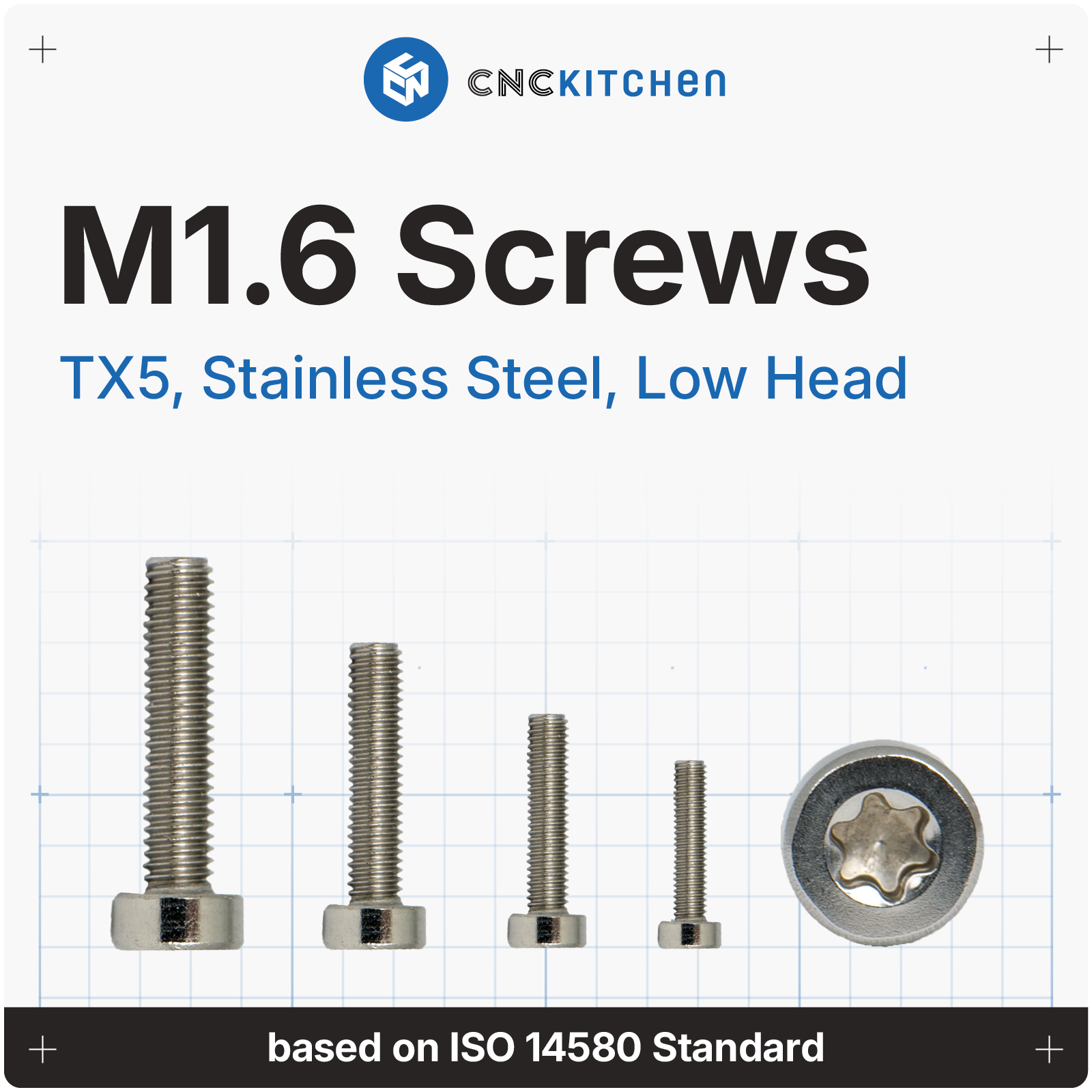 M1.6 Screw, TX5, Stainless Steel, Low-Profile