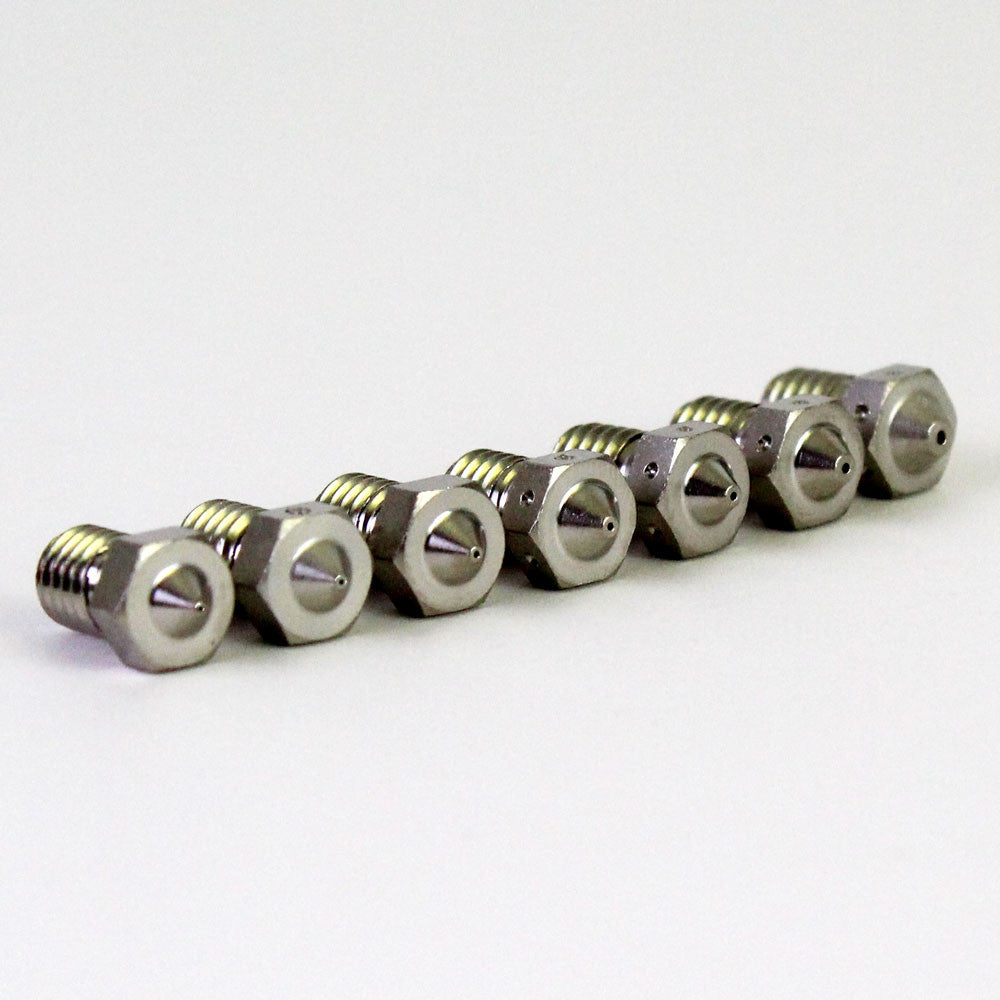 E3D V6 Brass, Plated Copper, Hardened Steel, NozzleX, and ObXidian Nozzles